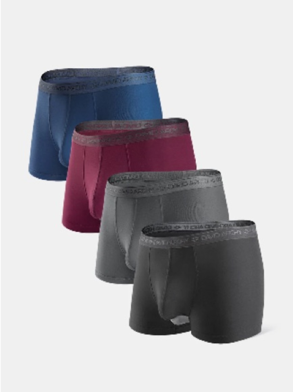 David Archy 4-Pack Men's Stretch Boxer Briefs - Blue, Maroon, Gray, Black